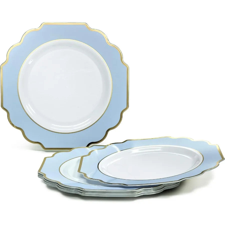 " OCCASIONS " 50 Plates Pack 25 Guests -Heavyweight Wedding Party Disposable Plastic Plate Set -(25x10.5'' Dinner + 25x8'' Sala