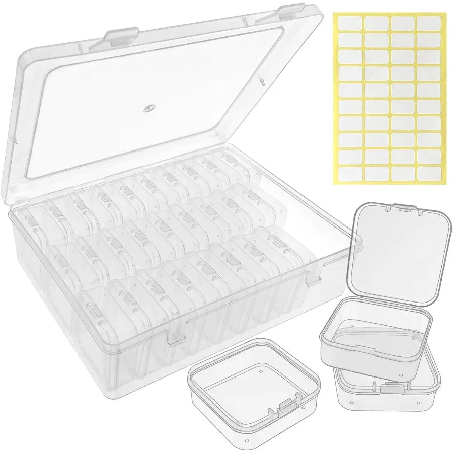 Guyuyii 31 Pcs Clear Bead Organizer - Plastic Bead Storage Box with Hinged Lids - Perfect for Jewelry Making Diamond Painting C