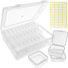 Guyuyii 31 Pcs Clear Bead Organizer - Plastic Bead Storage Box with Hinged Lids - Perfect for Jewelry Making Diamond Painting C