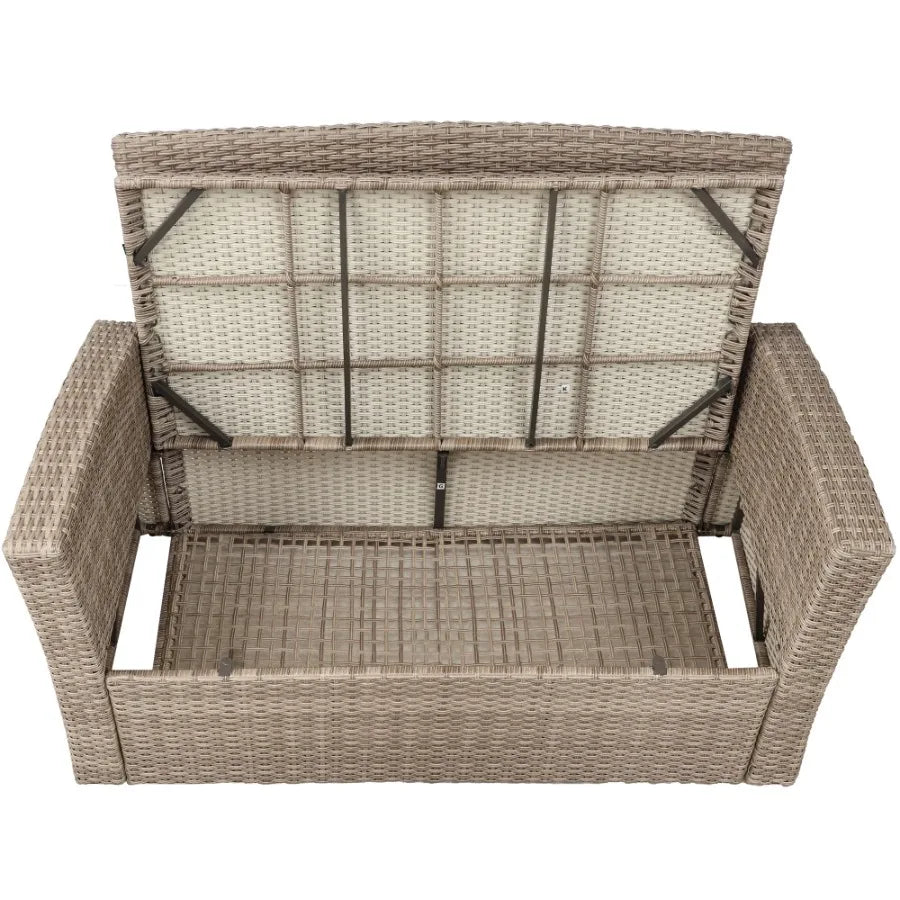 4 Piece Outdoor All Weather Wicker Patio Furniture Set with Ottoman and Cushions