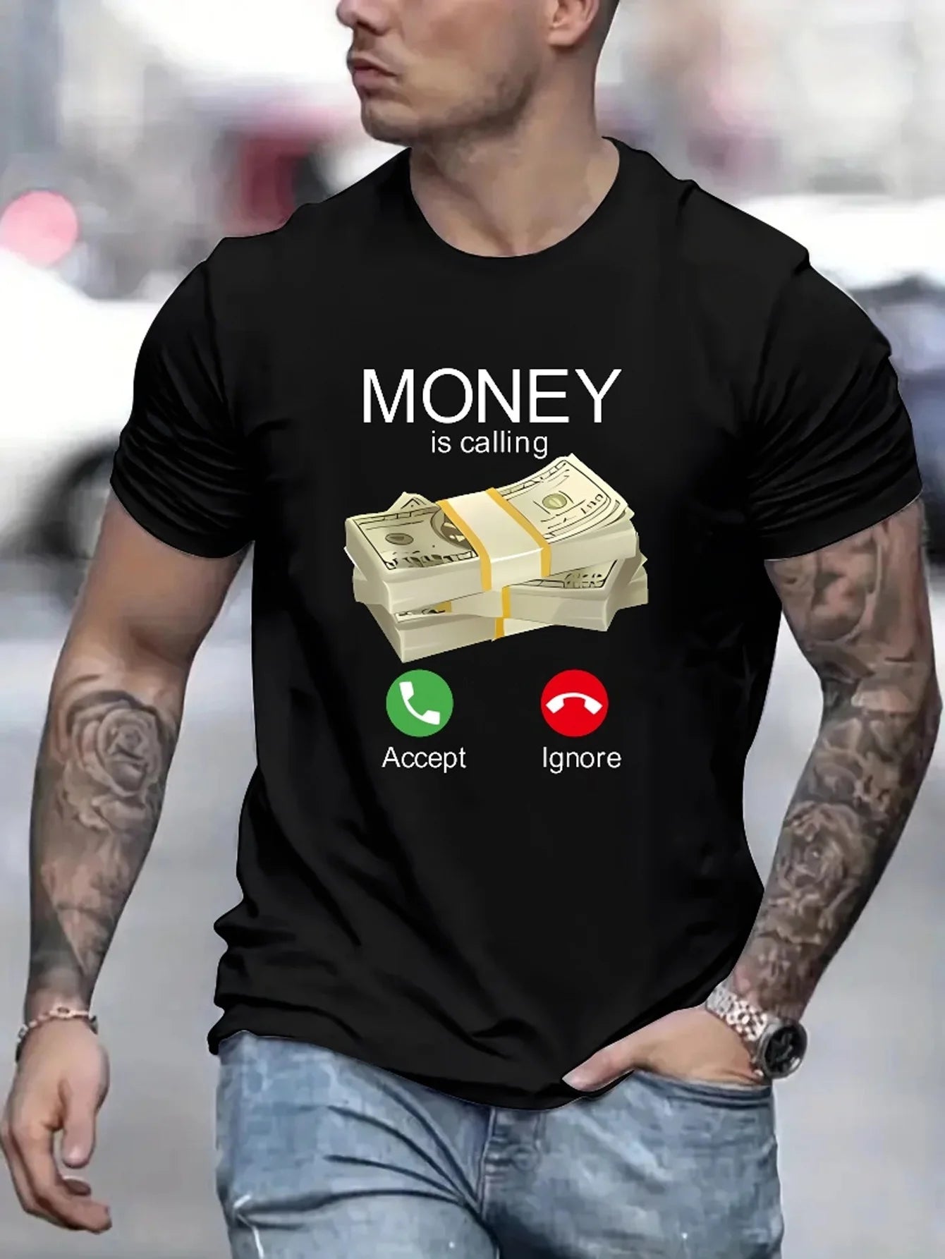 Summer Casual Short Sleeved T-shirts Money Is Summoning Printed T-shirts Men's T-shirts