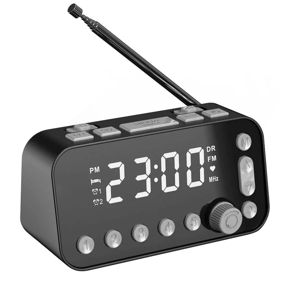 Digital Desktop Radio Alarm Clock Dual USB Charging Port LED Display DAB FM Broadcasting Radio with Antenna European