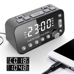 Digital Desktop Radio Alarm Clock Dual USB Charging Port LED Display DAB FM Broadcasting Radio with Antenna European