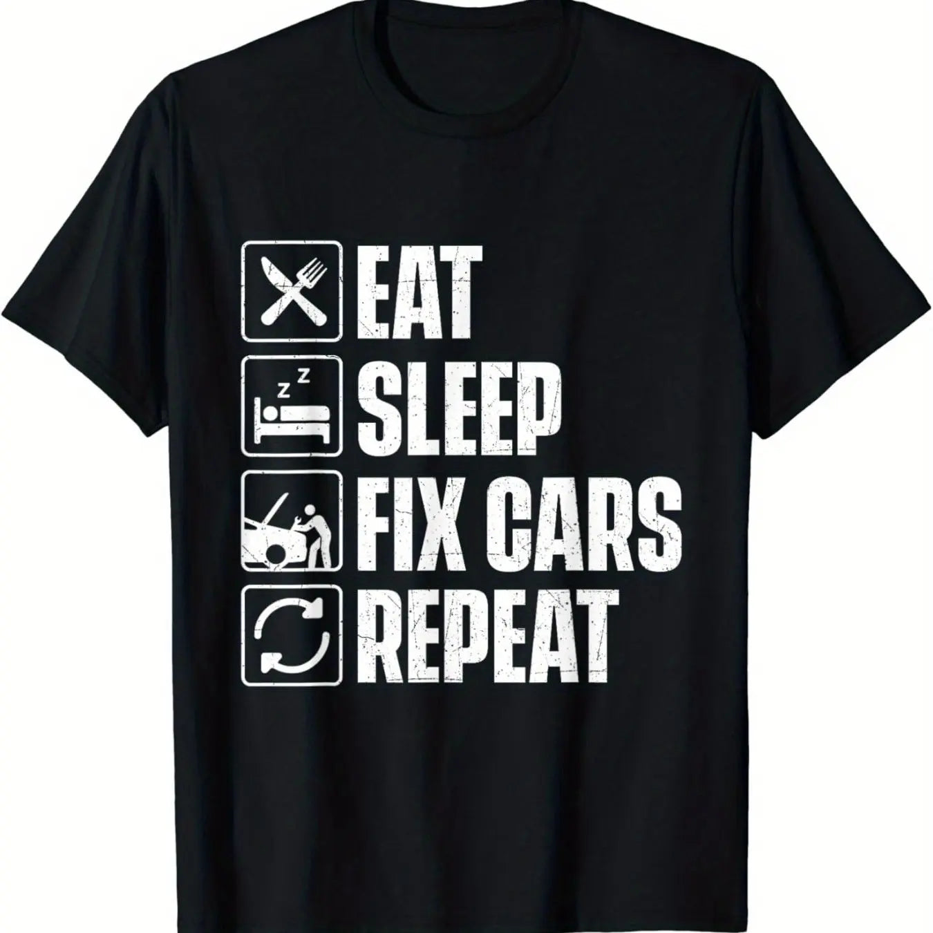 Men Car Enthusiast And Mechanic T-shirt Repeating The Cycle Eating, Sleeping, Repairing Cars