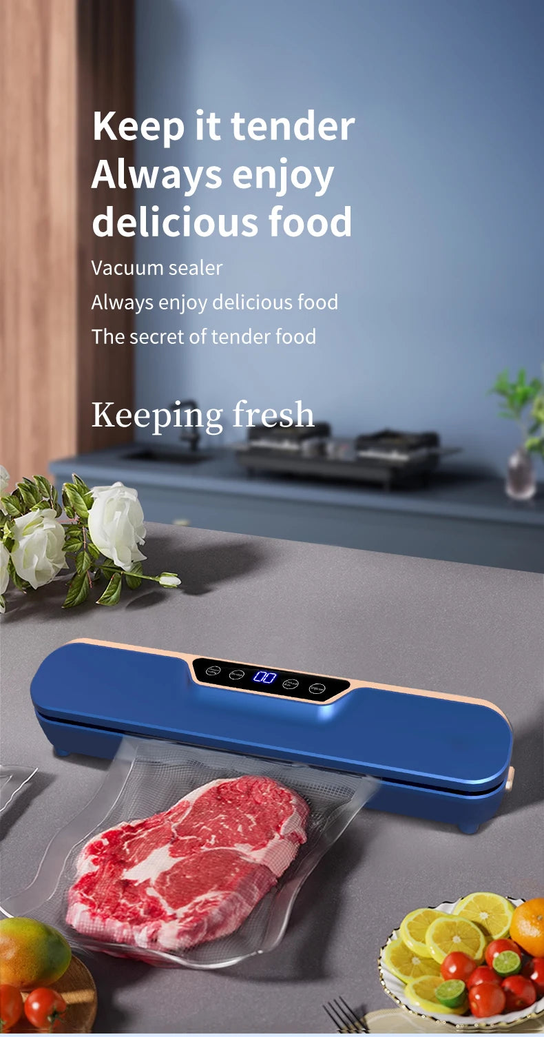 New LCD touch screen household food automatic vacuum sealing machine, with high suction force and simple operation