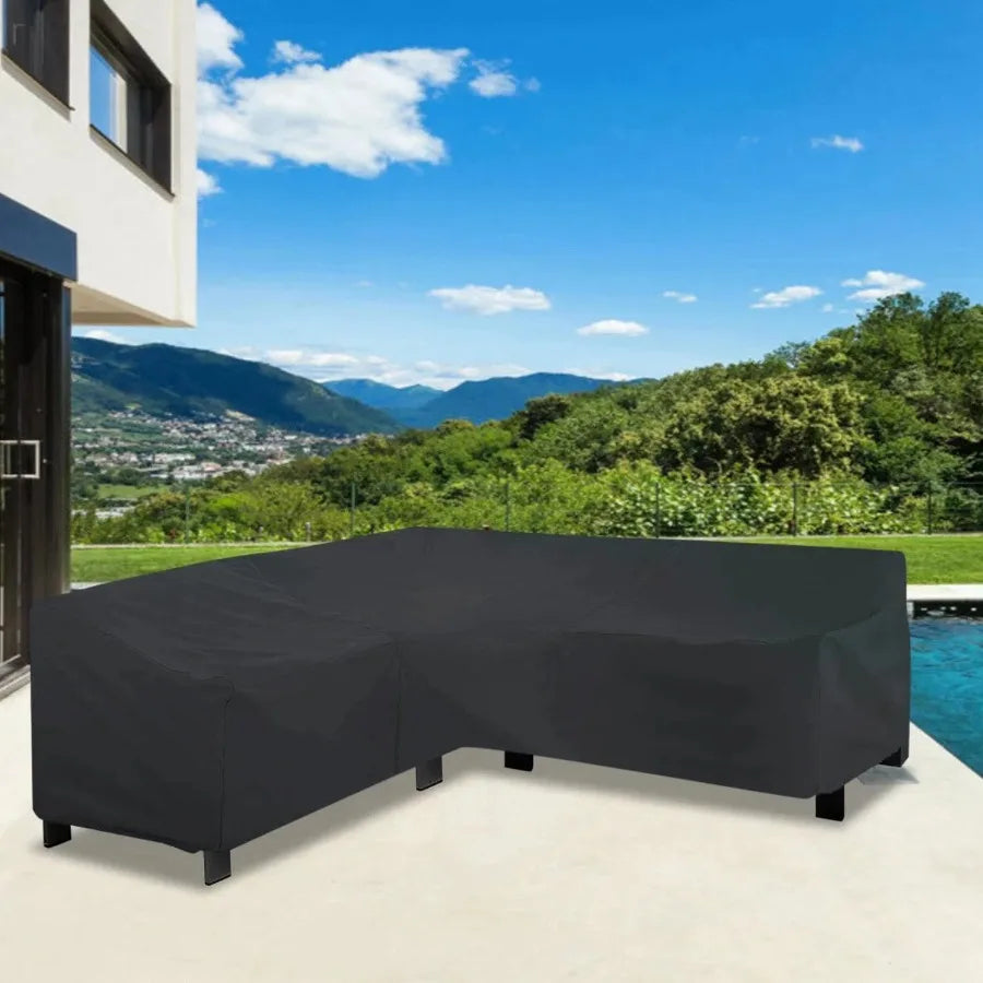 L Shape Sofa Covers Water Resistant Dustproof Furniture Cover Sectional Sofa Protector Patio Garden Table Chair Cover