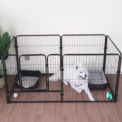 6 Panels Foldable Pet Playpen with Door Heavy Duty Dog Puppy Playpen Exercise Puppy Kennel Cage for Dog Cat Rabbit Pet Exercise