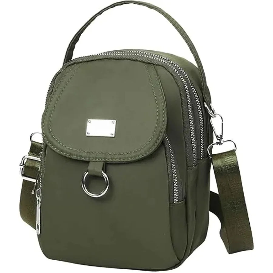 Army Green Water-Proof Crossbody Bag Multi Compartment Mobile Phone Bag Women Messenger Bag Casual Oxford Cloth Shoulder Bag