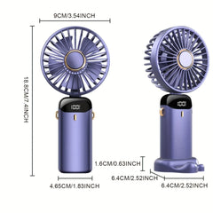 Portable Handheld Fan 2 Pack, Rechargeable Mini Foldable Fan with 5 Speeds and Power Display for Indoor Outdoor Travel Camping