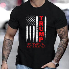 TRUMP 2024 Pattern Printed Men's Creative Top Casual Short Sleeve Round Neck T-shirt Summer Outdoor Men's Wear