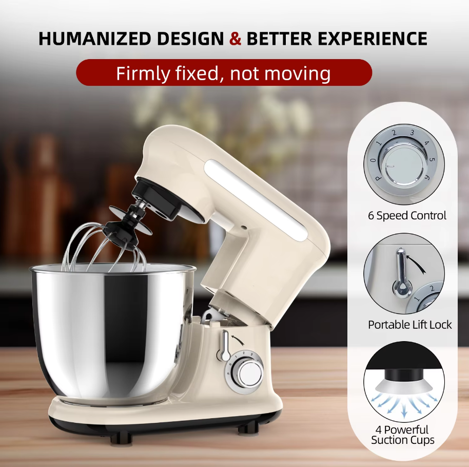 1pc Stand Mixer, Tilt-head Mixers, Kitchen Electric Dough Mixer, For Household Aids, 300W 3.8QT Stainless Steel Bowl, US Plug