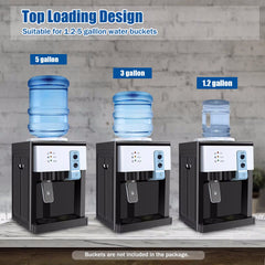 5 Gallon Top Loading Water Cooler Dispenser Countertop Hot+Cold Drinking Machine for Home Office Use