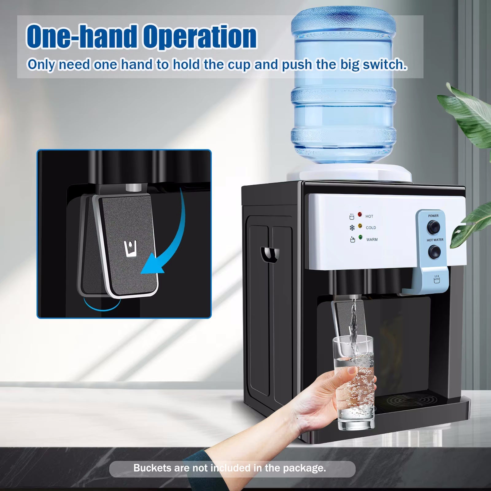 5 Gallon Top Loading Water Cooler Dispenser Countertop Hot+Cold Drinking Machine for Home Office Use