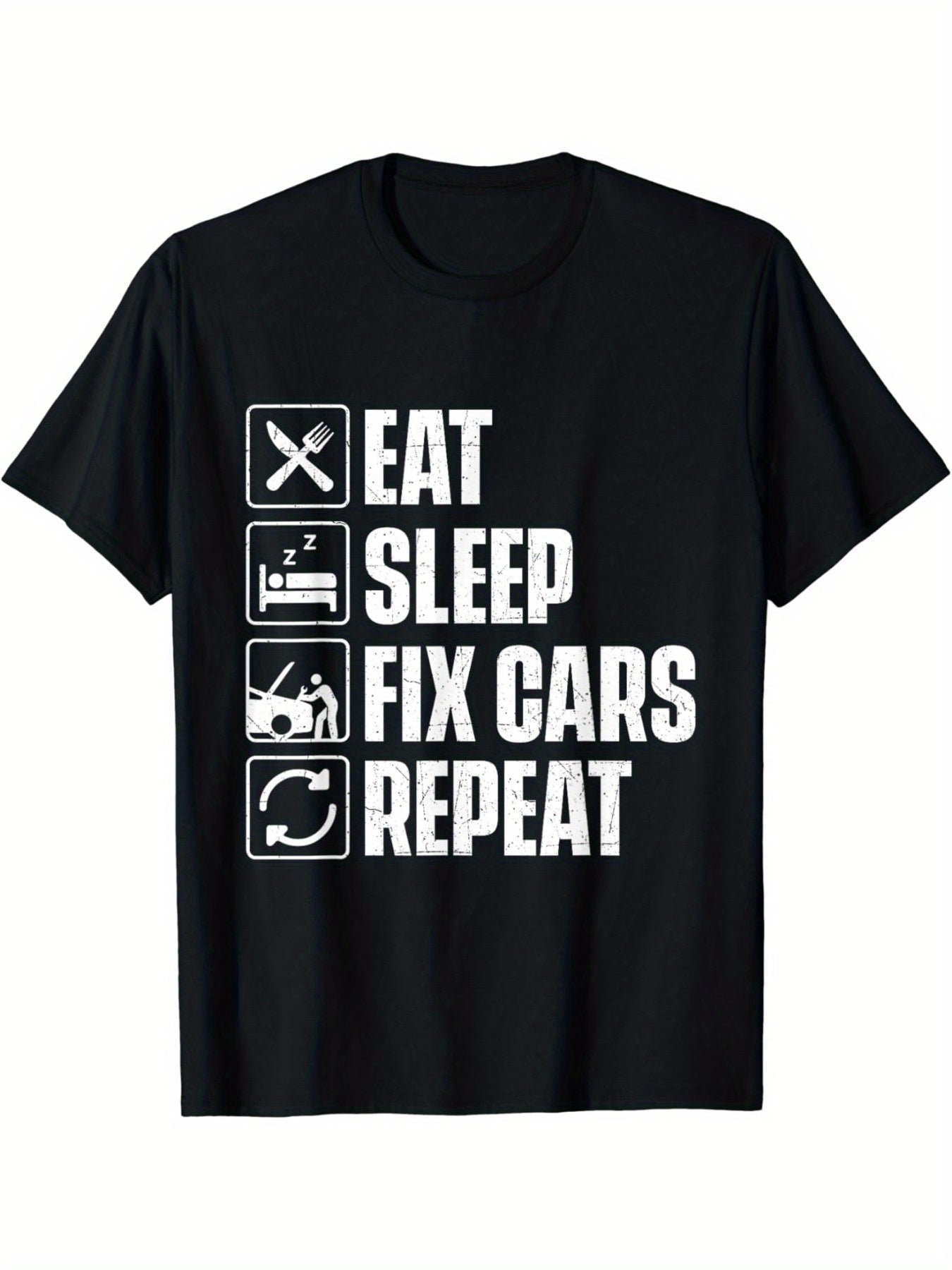 Men Car Enthusiast And Mechanic T-shirt Repeating The Cycle Eating, Sleeping, Repairing Cars