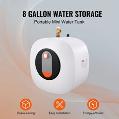 Electric Mini-Tank Water Heater, 2.5/4/8-Gal Tank Hot Water Storage, Safety Temperature Pressure Valve,for Kichen Bathroom