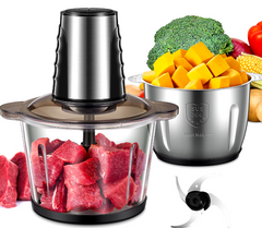 Food Processors with 2 Large Bowls(12 Cup+12 Cup),  Electric Chopper with Powerful 500W Copper Motor